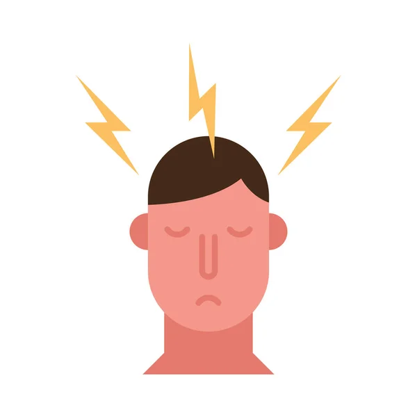 Persona con dolor de cabeza covid19 síntoma icono de estilo plano — Vector de stock