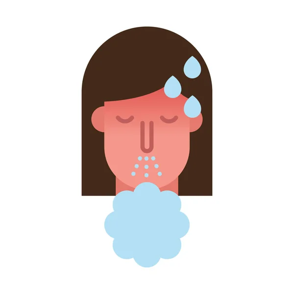 Femme avec fièvre éternuer icône de style plat — Image vectorielle