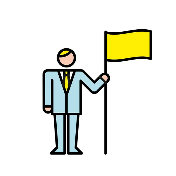 Επιχειρηματίας με χαρακτήρα avatar σημαία — Διανυσματικό Αρχείο