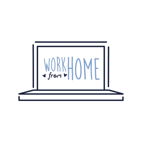 Lavoro da campagna di scrittura familiare in stile piatto del computer portatile — Vettoriale Stock