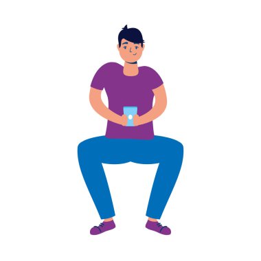 Akıllı telefon teknolojisi kullanan genç bir adam.