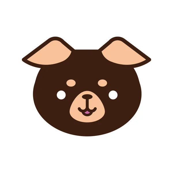 Linea animale carino orso kawaii e riempire lo stile — Vettoriale Stock