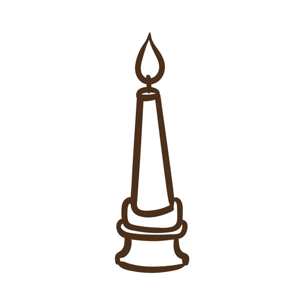 Candle in chandelier line style icon — Stock Vector