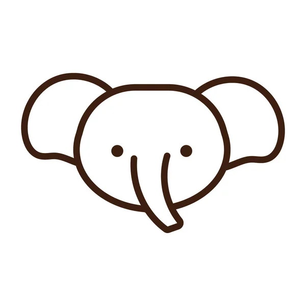 可爱的小象卡瓦动物线条风格 — 图库矢量图片