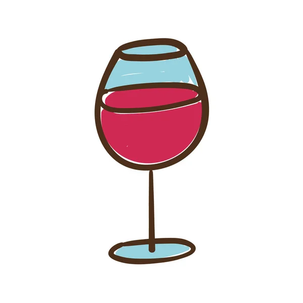 Tazza di vino mano disegnare icona di stile — Vettoriale Stock