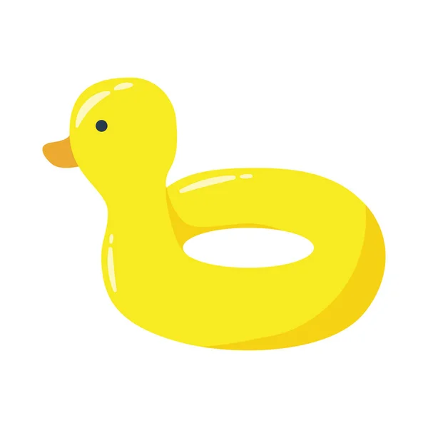 Float ducky beach flat style icon — Stock Vector