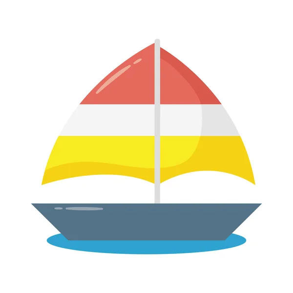 Veleiro ícone de estilo plano navio — Vetor de Stock