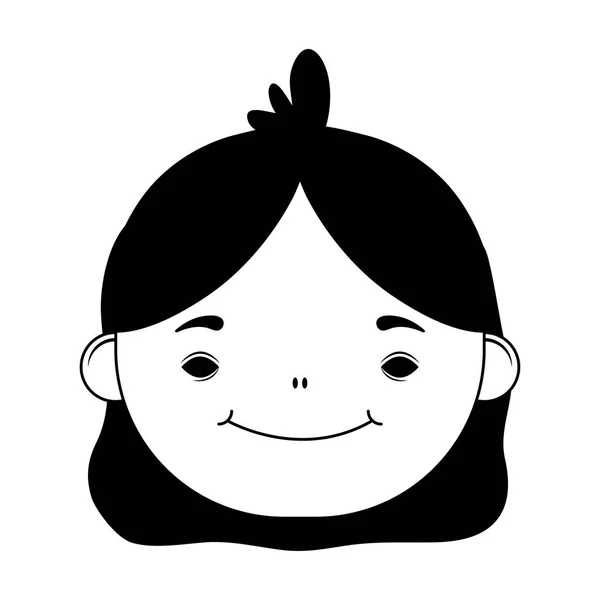 Feliz niña cabeza carácter línea estilo — Vector de stock