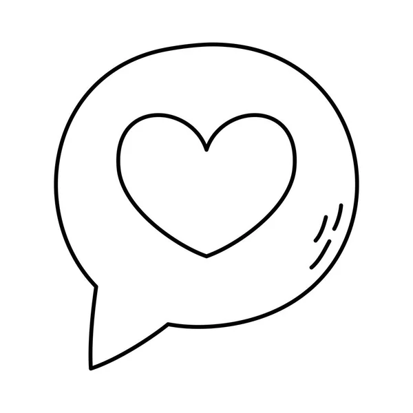 Bolha de fala com coração ícone de estilo de linha de mídia social —  Vetores de Stock