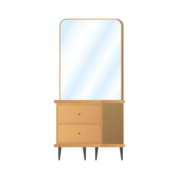 Schminktisch aus Holz mit Spiegel für Möbel — Stockvektor
