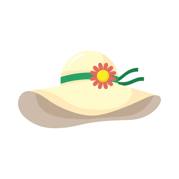 Summer hat accerssory flat style icon — Stock Vector