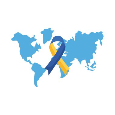 down sendromu kampanya kurdelesi dünya haritaları düz stil simgesi