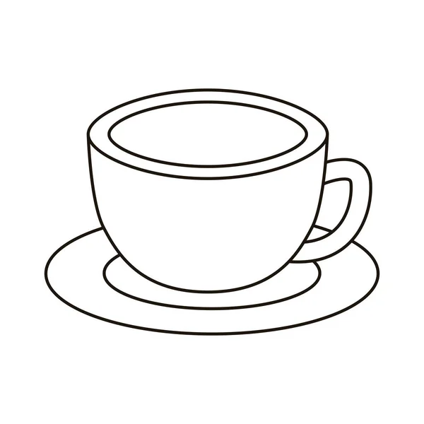 Καφέ ποτήρι ποτό σε πιάτο γραμμή στυλ εικονίδιο — Διανυσματικό Αρχείο