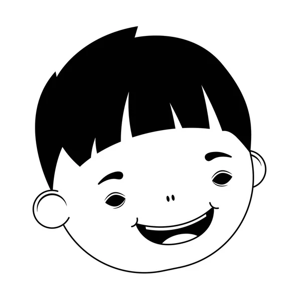 Feliz niño cabeza carácter línea estilo — Archivo Imágenes Vectoriales