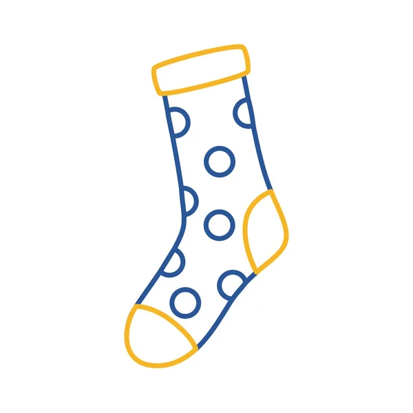 Носок синдрома Дауна с иконкой стиля линии точек — стоковый вектор