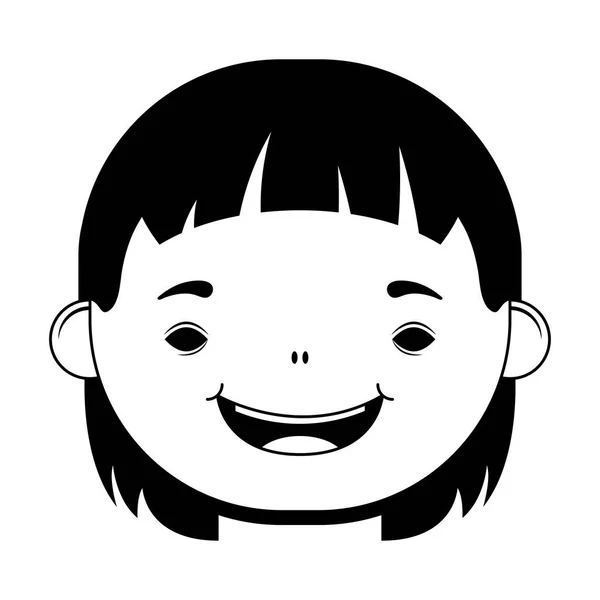 Glücklich kleines Mädchen Kopf Charakter Linienstil — Stockvektor