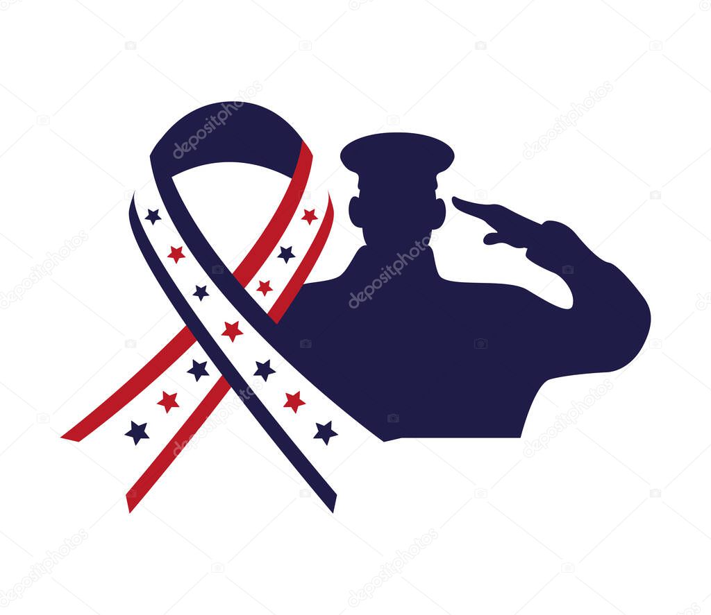 officer military silhouette with ribbon campaign