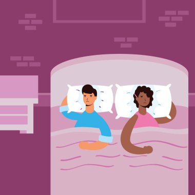 Uykusuzluk çeken ırklar arası bir çift.