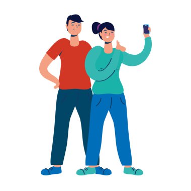 Akıllı telefon teknolojisi kullanan genç bir çift.