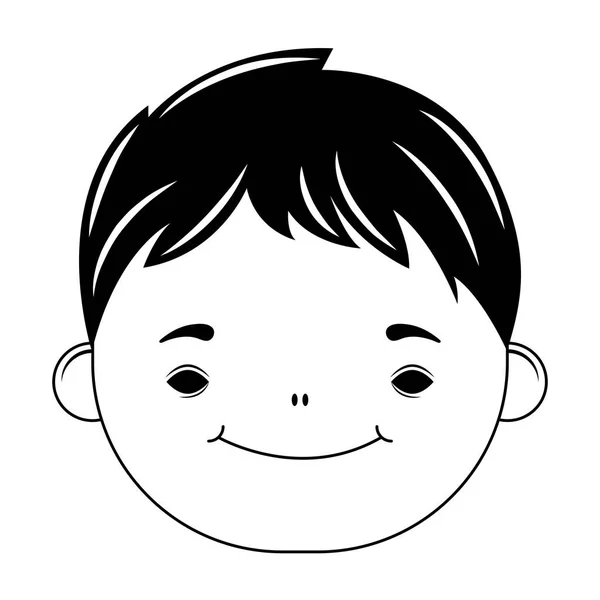 Gelukkig kleine jongen hoofd karakter lijn stijl — Stockvector