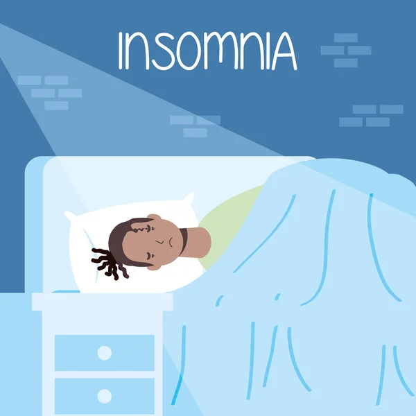 Afro rasta manusia menderita karakter insomnia - Stok Vektor