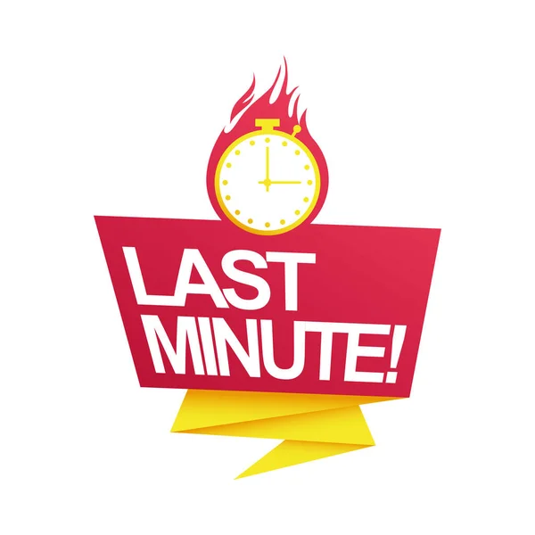 Last minute sale countdown badge with chronometer on fire — Stock Vector