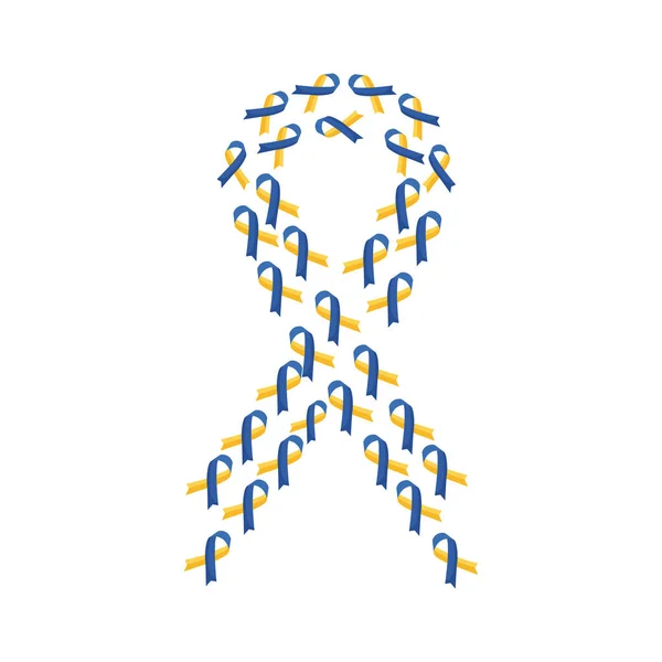 Ruban de campagne de syndrome duvet avec ruban motif icône de style plat — Image vectorielle