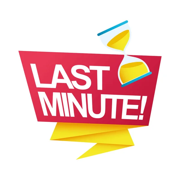 Last minute sale countdown badge with sandglass in ribbon — Stock Vector