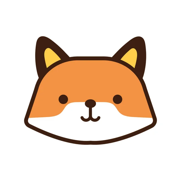 Lindo zorro kawaii línea de animales y estilo de relleno — Vector de stock