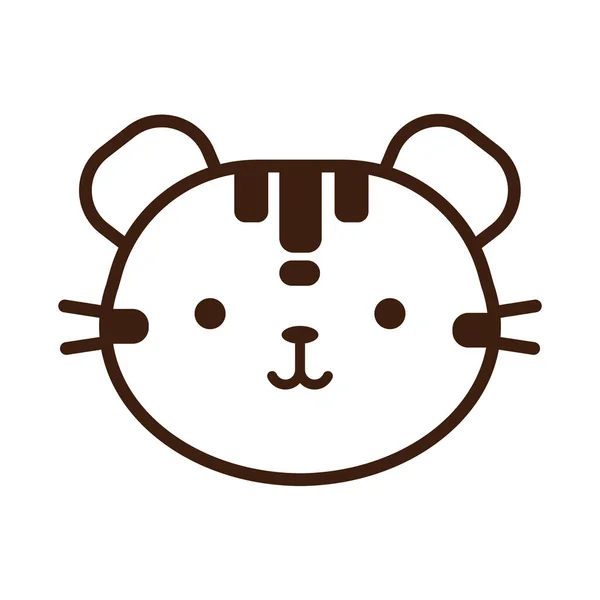 可爱的老虎小卡瓦伊动物系列风格 — 图库矢量图片