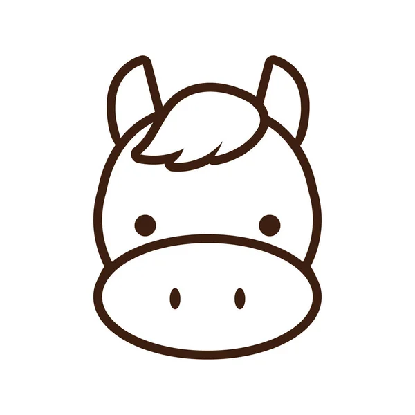 Lindo poco caballo kawaii línea animal estilo — Archivo Imágenes Vectoriales