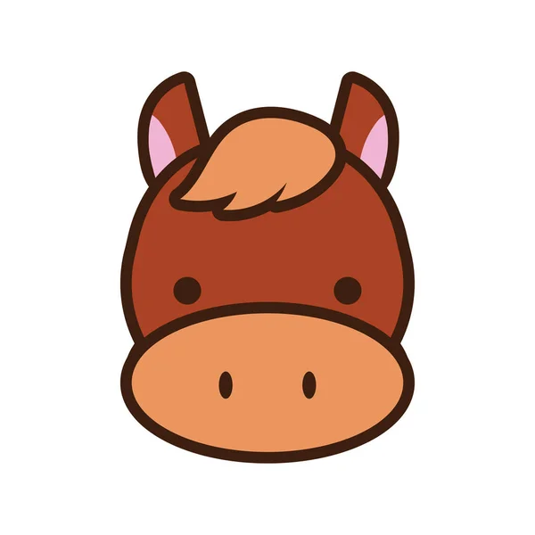 Mignon petit cheval kawaii ligne animale et le style de remplissage — Image vectorielle
