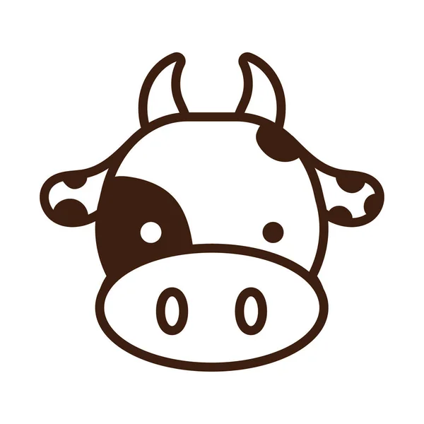 Mignon petite vache kawaii animal ligne style — Image vectorielle