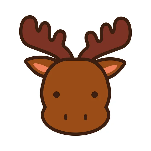 Roztomilý malý jelen kawaii zvířecí linie a styl výplně — Stockový vektor