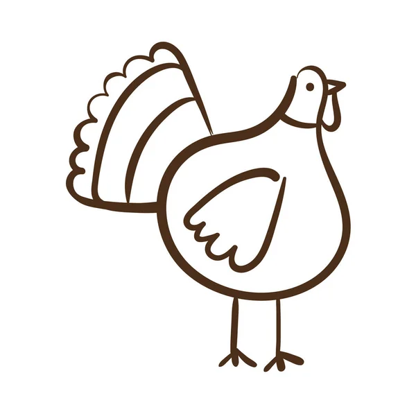 Thanksgiving kalkon fågel linje stil ikon — Stock vektor