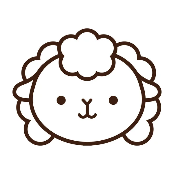 Schattig klein schaap kawaii dierlijke lijn stijl — Stockvector