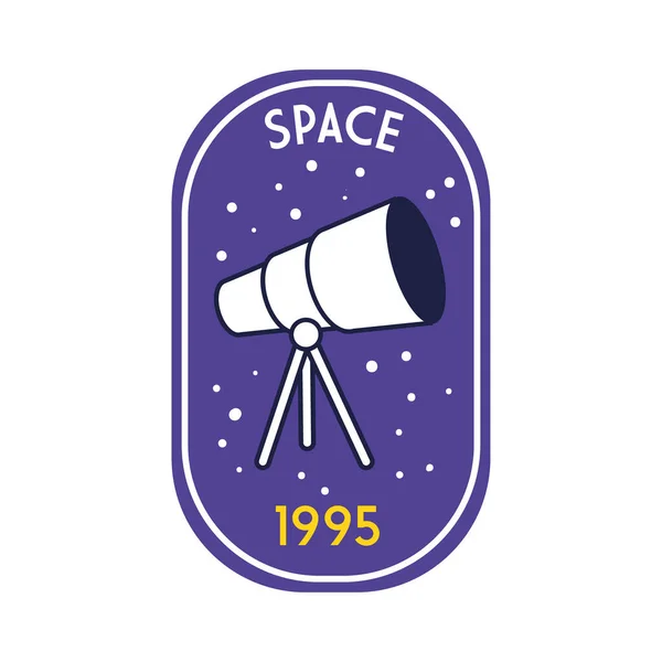 Badge spatial avec ligne de télescope et style de remplissage — Image vectorielle