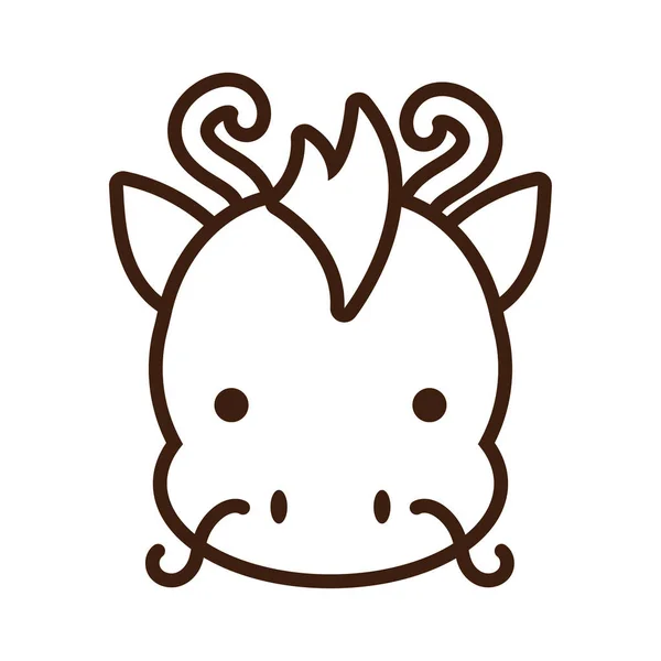 Bonito pequeno dragão kawaii animal linha estilo —  Vetores de Stock