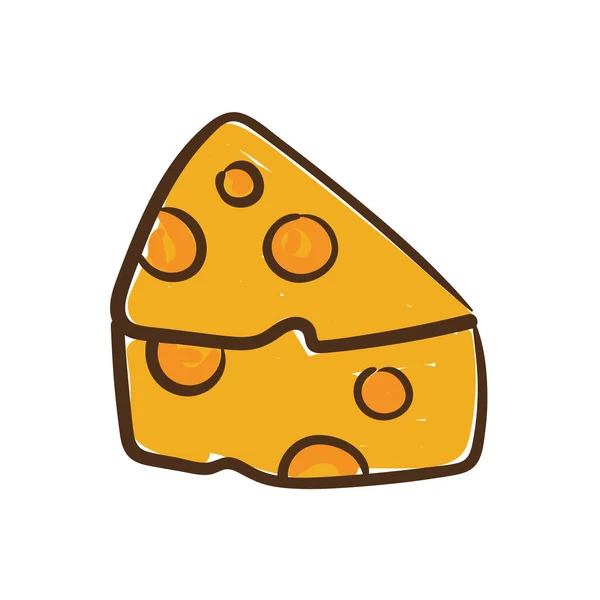 Delicious cheese hand draw style icon — Stock Vector