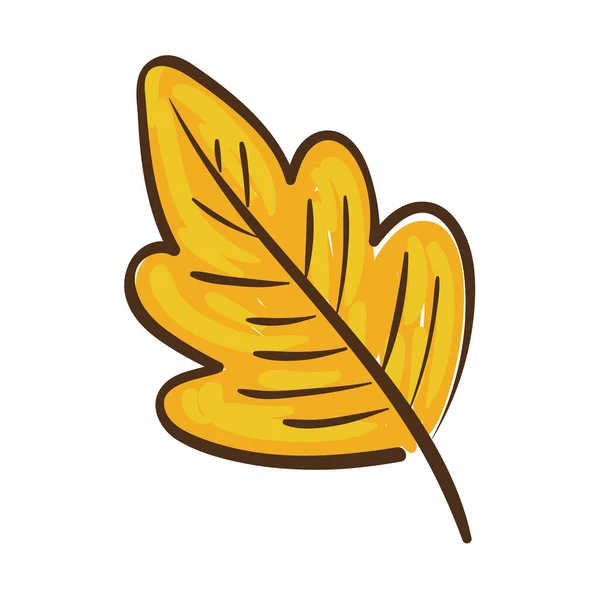 Herfst blad plant hand tekenen stijl pictogram — Stockvector