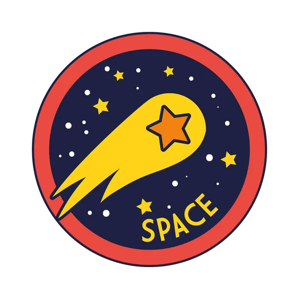 Badge d'espace avec ligne d'étoile filante et style de remplissage — Image vectorielle