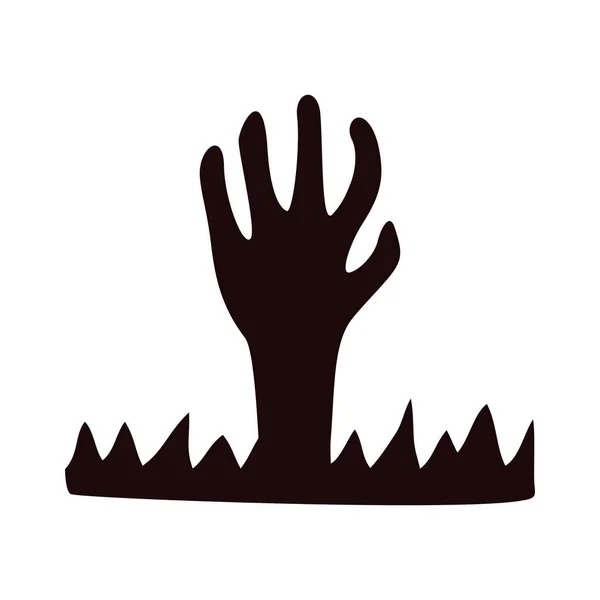 Zombie mort main halloween icône — Image vectorielle