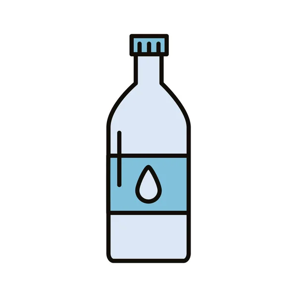 Beverage water bottle with drop line and fill icon — Stock Vector