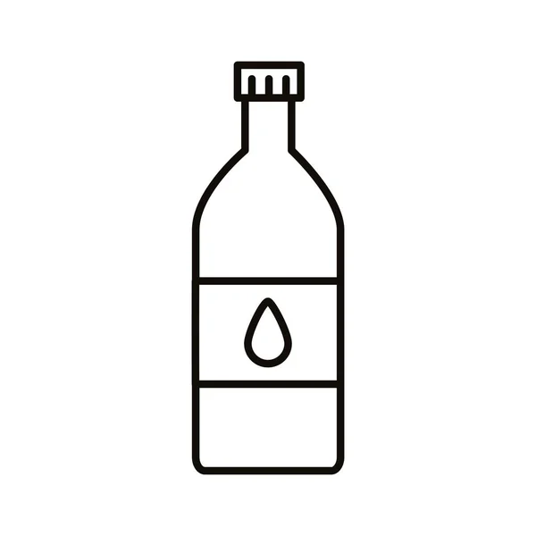 Dryck vatten flaska med droppe linje ikon — Stock vektor