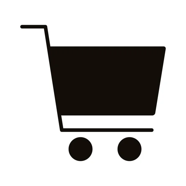 Icono de estilo de silueta de comercio carrito de compras — Vector de stock