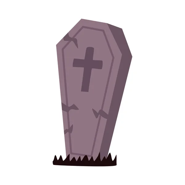 Cimetière tombe cimetière halloween icône isolée — Image vectorielle