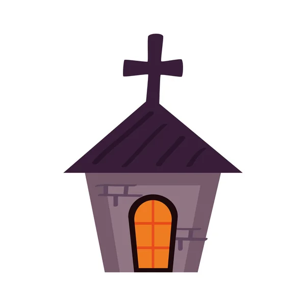 Icono de torre de iglesia embrujada de Halloween — Vector de stock