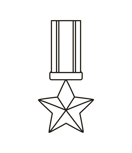 Medalha militar com ícone de estilo de linha estrela — Vetor de Stock