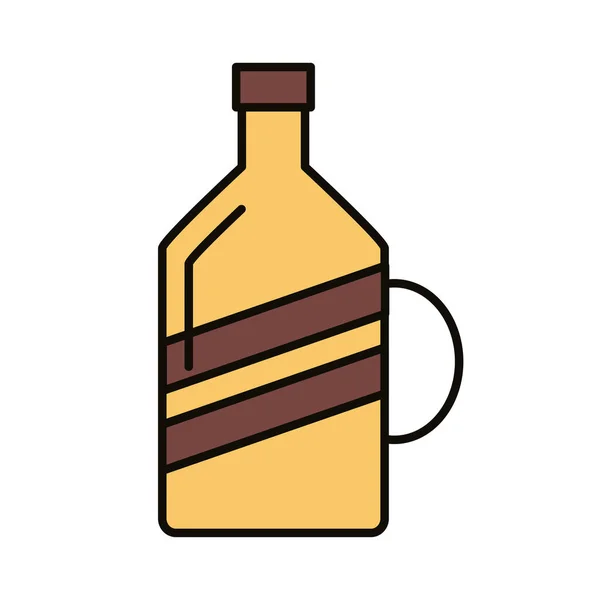 Línea amarilla de la botella de la bebida e icono de relleno — Vector de stock