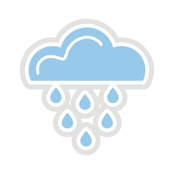 Cloud rainy sticker flat style icon — Stock Vector